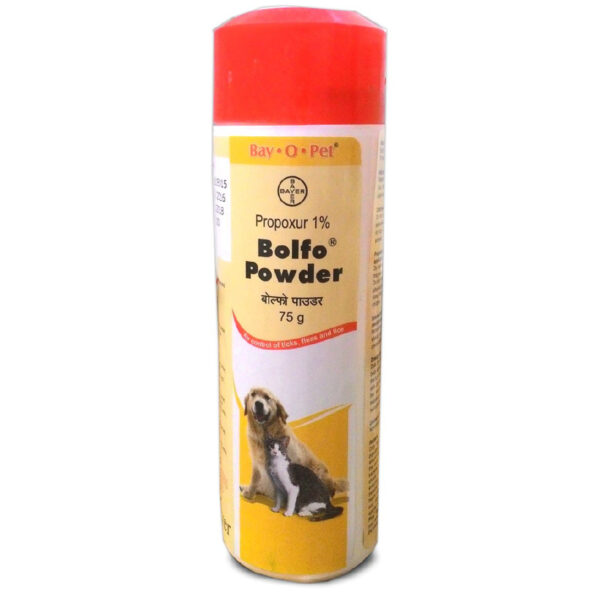 Bayer Bolfo Powder For Tick And Flea Control On Dogs And Cats, 75gm