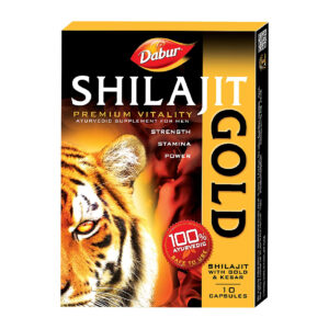 Dabur Shilajit Gold 100 % Ayurvedic Capsules For Strength, Stamina And Power 10 Capsules