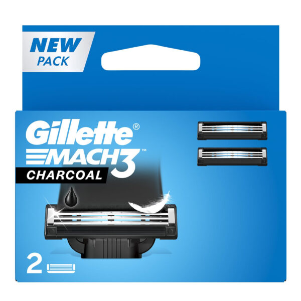 Gillette Mach3 Charcoal Shaving Razor Blades, 2pcs
