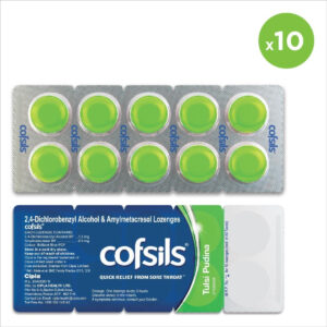 Cipla Cofsils Lozenges (Tulsi Pudina Flavour), 10tabs