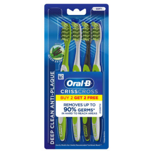 Oral-B B2G2 Crisscross Deep Clean Soft Bristles Toothbrush with Neem Extracts, 4pcs
