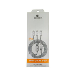 Accede Universal Pro 3 in 1 USB Cable (Grey), 1pc