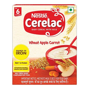 Nestle Cerelac Wheat Apple Carrot Baby Cereal With Milk For 6-24 Months, 300gm