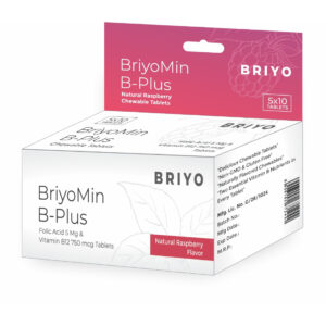 Briyo BriyoMin B Plus Natural Raspberry Flavour, 50tabs