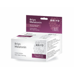 Briyo Melatonin Natural Grape Flavor Chewable, 50tabs