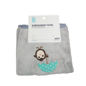 Lofa Microfiber Coral Fleece Solid Embroided Hand Towel, 1piece